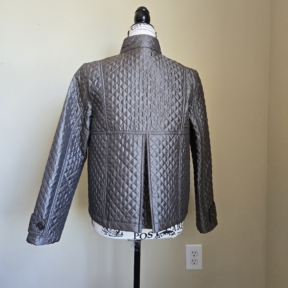 Elena Solano quilted jacket gray metallic button front womens M - Picture 4 of 11